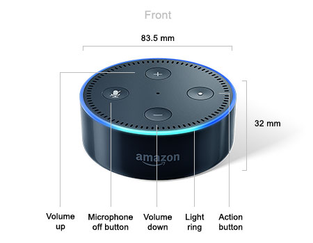 Front of the Amazon Echo Dot